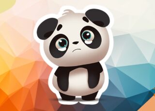 Imagem de urso panda tristinho apesar do cenário colorido