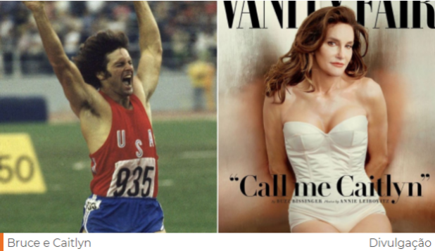 Na foto sobre transicao-social-de-pessoas-diversas-e-diferentes temos a imagem do atleta Bruce e de Caitlyn Jenner mulher trans