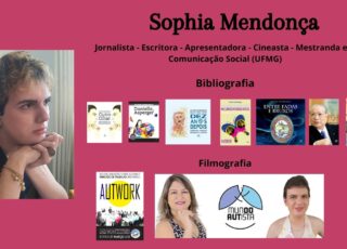Para ilustrar o texto, Do livro Outro Olhar - Reflexões de Autista, foto da autora Sophia Mendonça e os seus sete livros publicados.