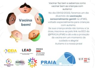 Uma imagem contendo Diagrama que fala sobre o que está no texto: UFMG tem dia de vacinação para crianças autistas