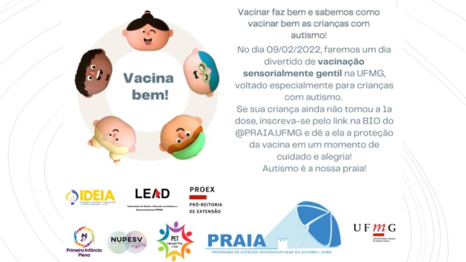 Uma imagem contendo Diagrama que fala sobre o que está no texto: UFMG tem dia de vacinação para crianças autistas