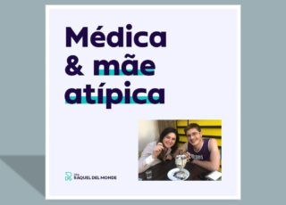 Médica e Mãe atípica - uma história de amor. Foto da Dra Raquel e do filho, sentados à mesa e dividindo uma sobremesa